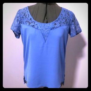 Express Blue Top with Lace